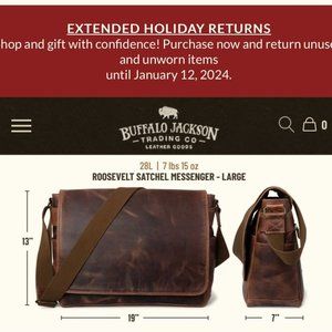 Buffalo Jackson Roosevelt Satchel Messenger Bag Large